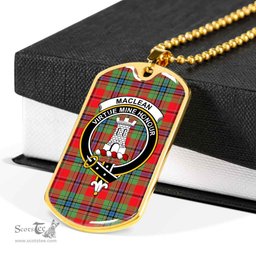 Scottish MacLean Clan Tartan Dog Tag Necklace - Crest Classic Scottish Plaid Tartan Plaid