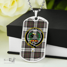 ScottishPlaid MacLaren Dress #2 Weathered Clan Tartan Dog Tag Necklace - Crest Classic Scottish Plaid Tartan Plaid