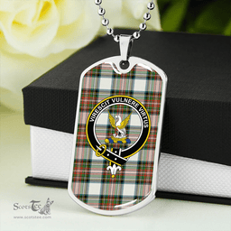 ScottishPlaid Stewart Dress Ancient Clan Tartan Dog Tag Necklace - Crest Classic Scottish Plaid Tartan Plaid