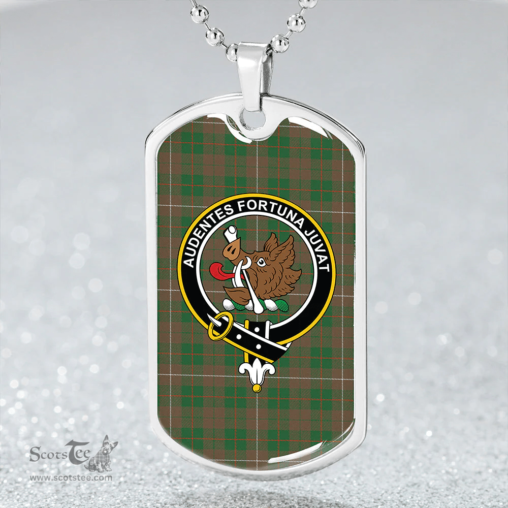 ScottishPlaid MacKinnon Hunting Ancient Clan Tartan Dog Tag Necklace - Crest Classic Scottish Plaid Tartan Plaid