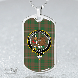 ScottishPlaid MacKinnon Hunting Ancient Clan Tartan Dog Tag Necklace - Crest Classic Scottish Plaid Tartan Plaid