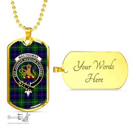 Scottish MacThomas Clan Tartan Dog Tag Necklace - Crest Classic Scottish Plaid Tartan Plaid