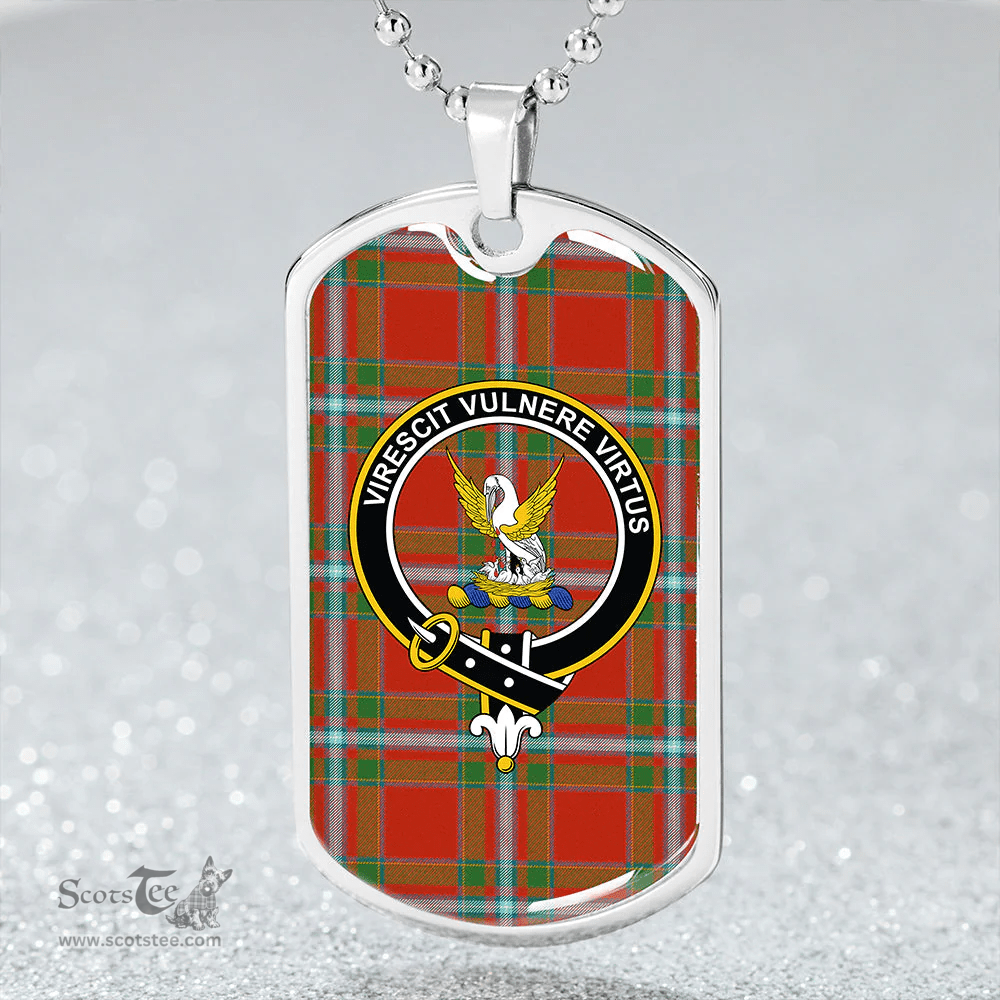 ScottishPlaid Stewart of Fingask #2 Ancient Clan Tartan Dog Tag Necklace - Crest Classic Scottish Plaid Tartan Plaid