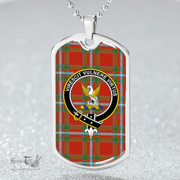 ScottishPlaid Stewart of Fingask #2 Ancient Clan Tartan Dog Tag Necklace - Crest Classic Scottish Plaid Tartan Plaid