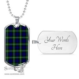 Scottish Forbes Modern Clan Tartan Dog Tag Necklace - Classic Scottish Plaid Tartan Plaid