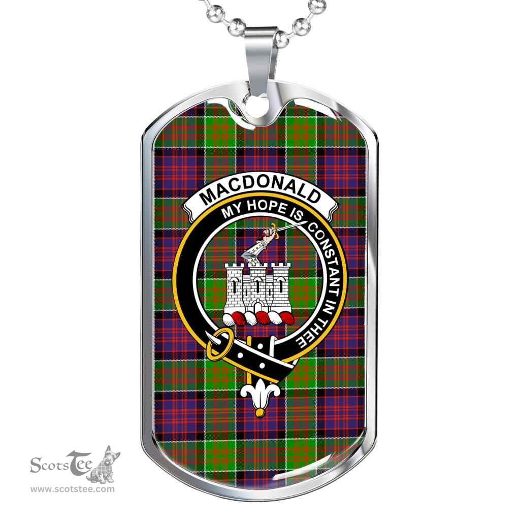 Scottish MacDonald (Clan Ranald) Clan Tartan Dog Tag Necklace - Crest Classic Scottish Plaid Tartan Plaid