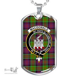 Scottish MacDonald (Clan Ranald) Clan Tartan Dog Tag Necklace - Crest Classic Scottish Plaid Tartan Plaid