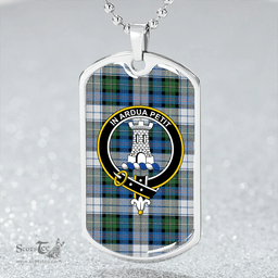 ScottishPlaid Malcolm Dress Variant Ancient Clan Tartan Dog Tag Necklace - Crest Classic Scottish Plaid Tartan Plaid
