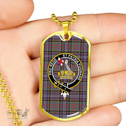 ScottishPlaid Paisley Drennan (Drennan Drennan) Weathered Clan Tartan Dog Tag Necklace - Crest Classic Scottish Plaid Tartan Plaid