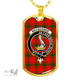 Scottish MacQuarrie Clan Tartan Dog Tag Necklace - Crest Classic Scottish Plaid Tartan Plaid