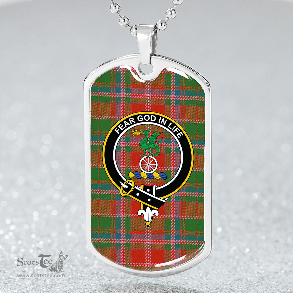 ScottishPlaid Somerville Ancient Clan Tartan Dog Tag Necklace - Crest Classic Scottish Plaid Tartan Plaid