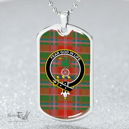 ScottishPlaid Somerville Ancient Clan Tartan Dog Tag Necklace - Crest Classic Scottish Plaid Tartan Plaid