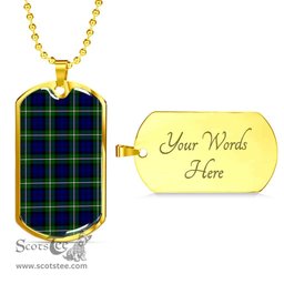 Scottish Forbes Modern Clan Tartan Dog Tag Necklace - Classic Scottish Plaid Tartan Plaid