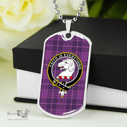 ScottishPlaid Robinson Dress #2 (Robins Dress #2) Weathered Clan Tartan Dog Tag Necklace - Crest Classic Scottish Plaid Tartan Plaid