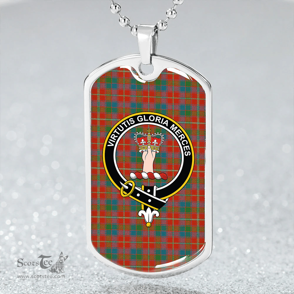 ScottishPlaid Robertson White line (Robertson New) Ancient Clan Tartan Dog Tag Necklace - Crest Classic Scottish Plaid Tartan Plaid