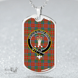 ScottishPlaid Robertson White line (Robertson New) Ancient Clan Tartan Dog Tag Necklace - Crest Classic Scottish Plaid Tartan Plaid