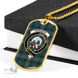 Scottish Kennedy Clan Tartan Dog Tag Necklace - Crest Classic Scottish Plaid Tartan Plaid