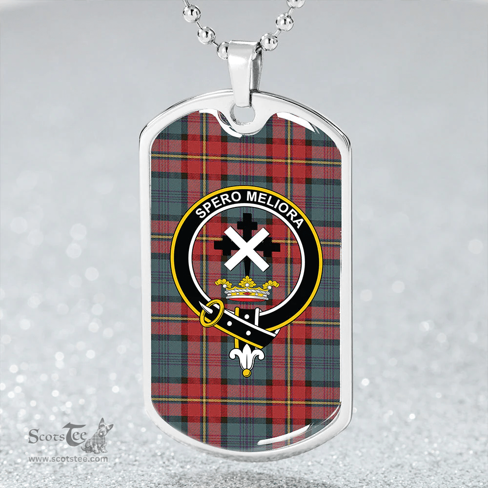 ScottishPlaid Moffat #2 Weathered Clan Tartan Dog Tag Necklace - Crest Classic Scottish Plaid Tartan Plaid