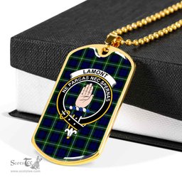 Scottish Lamont Clan Tartan Dog Tag Necklace - Crest Classic Scottish Plaid Tartan Plaid