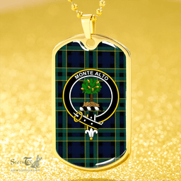 ScottishPlaid Mowat Modern Clan Tartan Dog Tag Necklace - Crest Classic Scottish Plaid Tartan Plaid