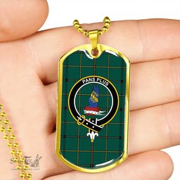 ScottishPlaid Marr Modern Clan Tartan Dog Tag Necklace - Crest Classic Scottish Plaid Tartan Plaid