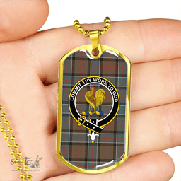 ScottishPlaid Sinclair Hunting Weathered Clan Tartan Dog Tag Necklace - Crest Classic Scottish Plaid Tartan Plaid