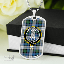 ScottishPlaid Malcolm Dress Variant Ancient Clan Tartan Dog Tag Necklace - Crest Classic Scottish Plaid Tartan Plaid