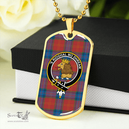 ScottishPlaid MacEdward (MacGregor Hastie) Ancient Clan Tartan Dog Tag Necklace - Crest Classic Scottish Plaid Tartan Plaid
