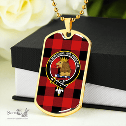 ScottishPlaid MacGregor Rob Roy (Gregor Red & Black) Modern Clan Tartan Dog Tag Necklace - Crest Classic Scottish Plaid Tartan Plaid