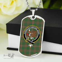 ScottishPlaid MacKinnon Hunting Ancient Clan Tartan Dog Tag Necklace - Crest Classic Scottish Plaid Tartan Plaid