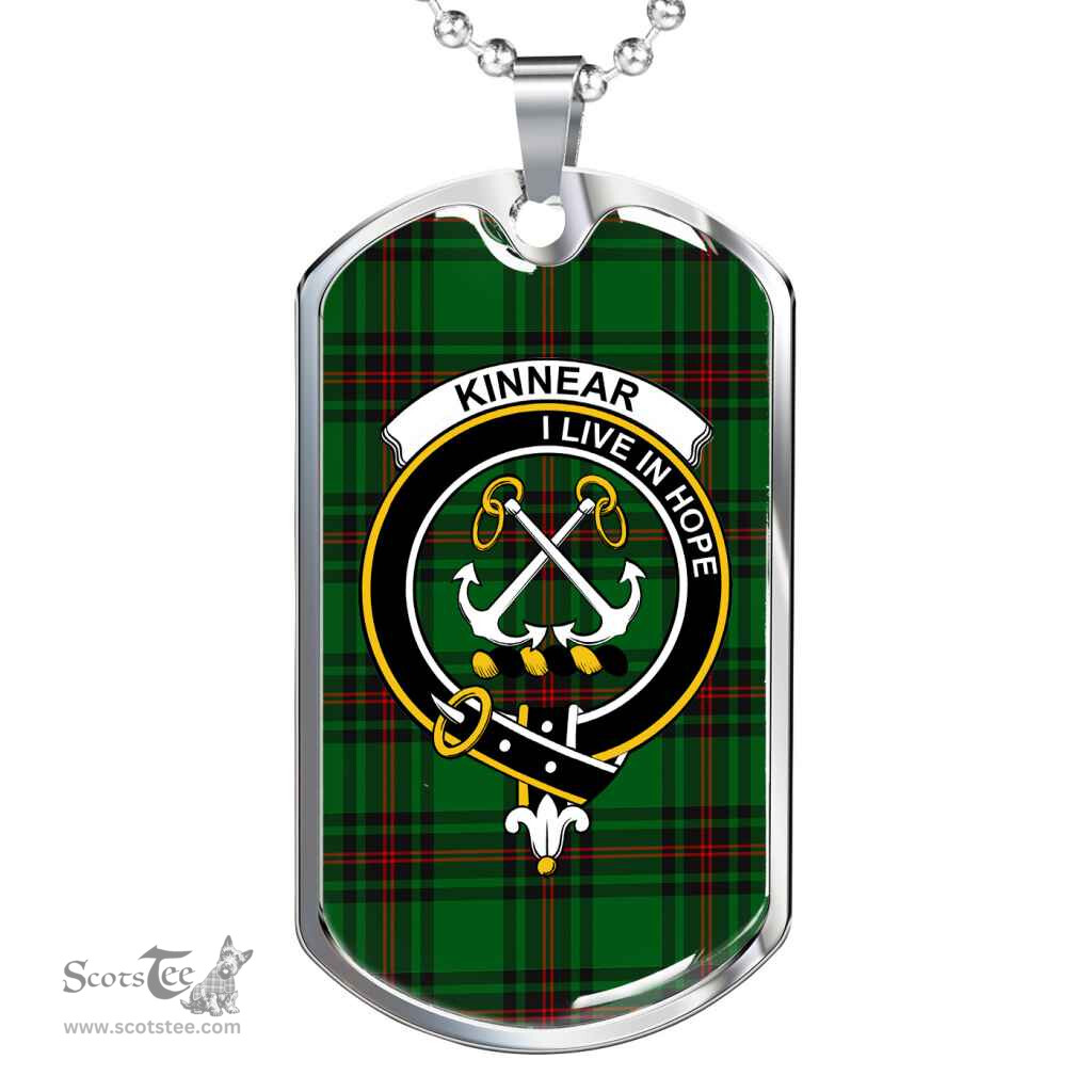 Scottish Kinnear Clan Tartan Dog Tag Necklace - Crest Classic Scottish Plaid Tartan Plaid