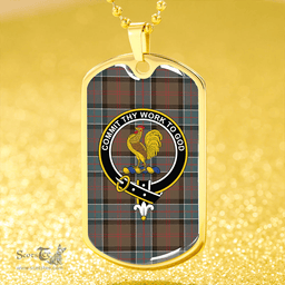 ScottishPlaid Sinclair Hunting Weathered Clan Tartan Dog Tag Necklace - Crest Classic Scottish Plaid Tartan Plaid