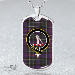 ScottishPlaid Syme Weathered Clan Tartan Dog Tag Necklace - Crest Classic Scottish Plaid Tartan Plaid