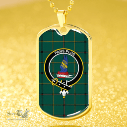 ScottishPlaid Marr Modern Clan Tartan Dog Tag Necklace - Crest Classic Scottish Plaid Tartan Plaid