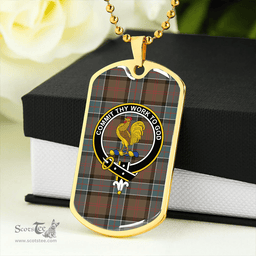 ScottishPlaid Sinclair Hunting Weathered Clan Tartan Dog Tag Necklace - Crest Classic Scottish Plaid Tartan Plaid