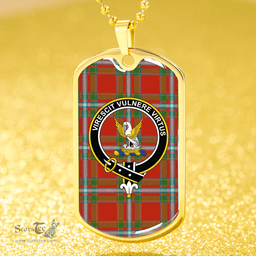 ScottishPlaid Stewart of Fingask #2 Ancient Clan Tartan Dog Tag Necklace - Crest Classic Scottish Plaid Tartan Plaid