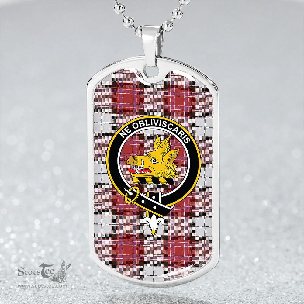 ScottishPlaid MacKellar Dress Red #2 Weathered Clan Tartan Dog Tag Necklace - Crest Classic Scottish Plaid Tartan Plaid