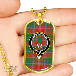 ScottishPlaid Somerville Ancient Clan Tartan Dog Tag Necklace - Crest Classic Scottish Plaid Tartan Plaid