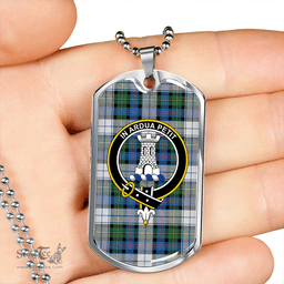 ScottishPlaid Malcolm Dress Variant Ancient Clan Tartan Dog Tag Necklace - Crest Classic Scottish Plaid Tartan Plaid