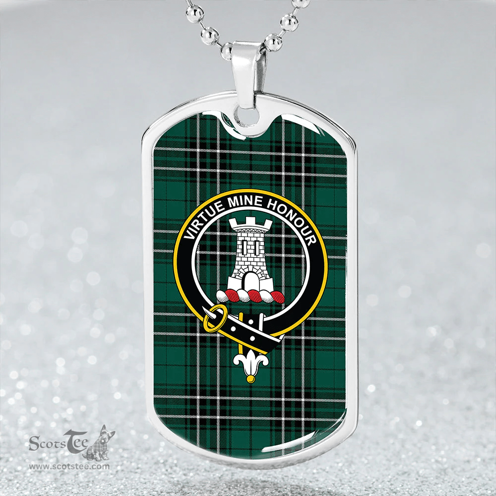ScottishPlaid MacLean of Duart Hunting (Vestiarium Scoticum) Modern Clan Tartan Dog Tag Necklace - Crest Classic Scottish Plaid Tartan Plaid