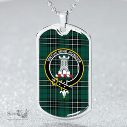 ScottishPlaid MacLean of Duart Hunting (Vestiarium Scoticum) Modern Clan Tartan Dog Tag Necklace - Crest Classic Scottish Plaid Tartan Plaid