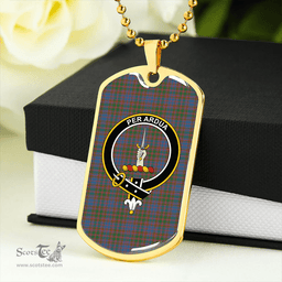 ScottishPlaid MacIntyre of Littleport Ancient Clan Tartan Dog Tag Necklace - Crest Classic Scottish Plaid Tartan Plaid