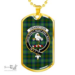 Scottish Cranstoun Clan Tartan Dog Tag Necklace - Crest Classic Scottish Plaid Tartan Plaid
