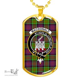 Scottish MacDonald (Clan Ranald) Clan Tartan Dog Tag Necklace - Crest Classic Scottish Plaid Tartan Plaid