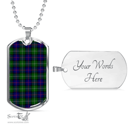 Scottish MacThomas Modern Clan Tartan Dog Tag Necklace - Classic Scottish Plaid Tartan Plaid