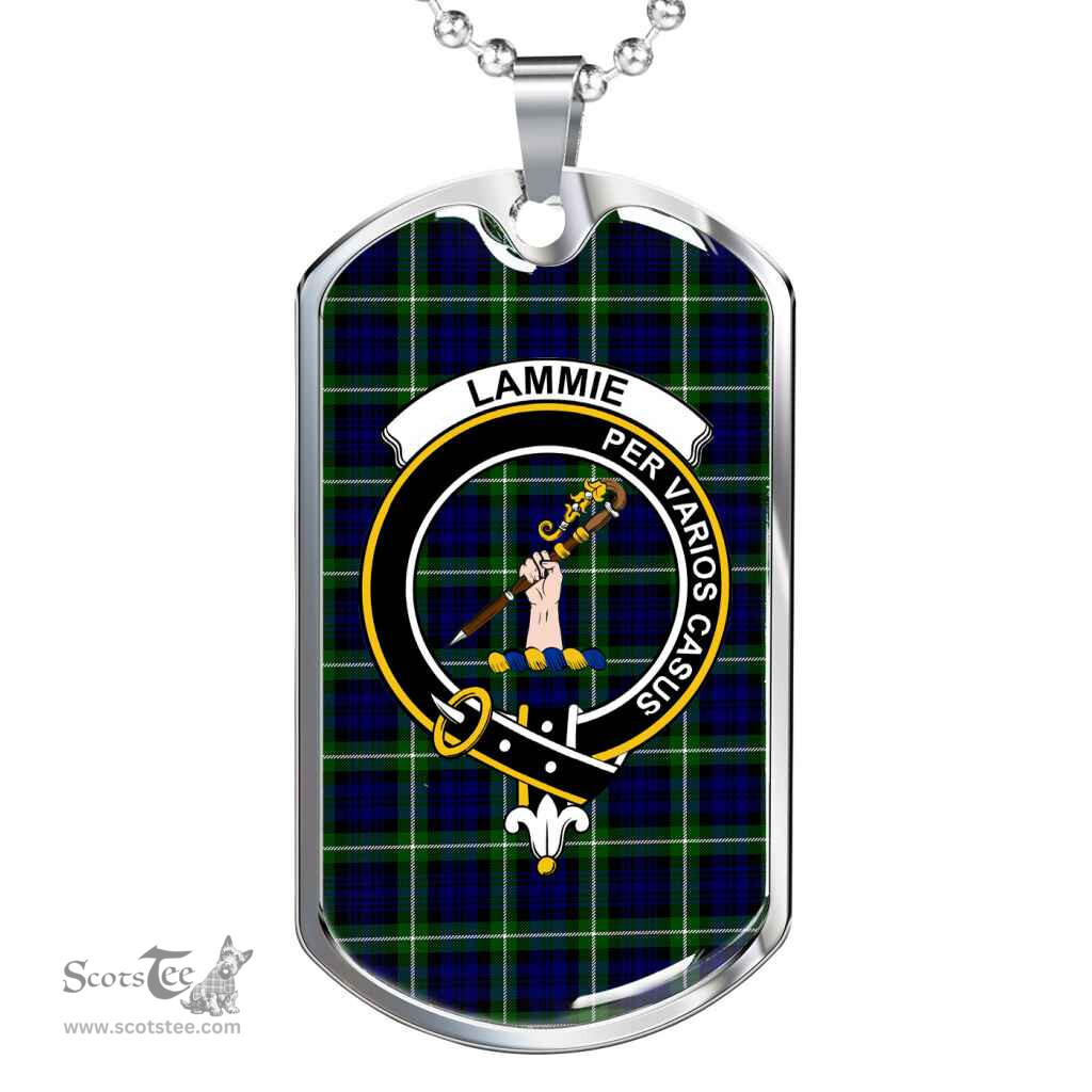 Scottish Lammie Clan Tartan Dog Tag Necklace - Crest Classic Scottish Plaid Tartan Plaid
