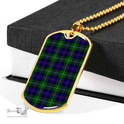 Scottish MacThomas Modern Clan Tartan Dog Tag Necklace - Classic Scottish Plaid Tartan Plaid