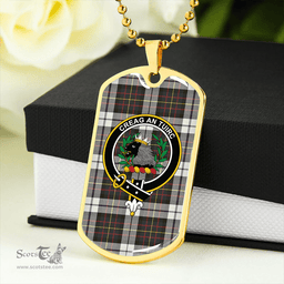 ScottishPlaid MacLaren Dress #2 Weathered Clan Tartan Dog Tag Necklace - Crest Classic Scottish Plaid Tartan Plaid