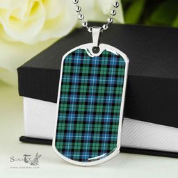 Scottish Galbraith Ancient Clan Tartan Dog Tag Necklace - Classic Scottish Plaid Tartan Plaid