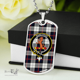 ScottishPlaid Sutherland Dress #2 Modern Clan Tartan Dog Tag Necklace - Crest Classic Scottish Plaid Tartan Plaid